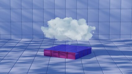 Poster - minimalistic depiction of a single cloud set against a pristine white background, offering a serene and simplistic visual.	