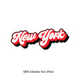 New York text effect vector. Editable college t-shirt design printable text effect vector