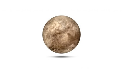 Wall Mural - Spinning Pluto Loop On White Background
