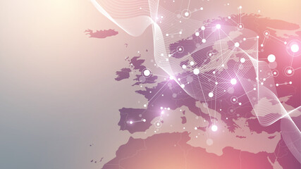 Aufkleber - Global network connection banner design template. Header social network communication in the global business concept. Big data visualization. Internet technology