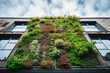 Moderne mit Pflanzen begrünte Hausfassade, Nachhaltige Architektur 