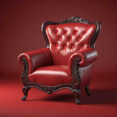 Wall Mural - Luxury vintage red armchair on white background