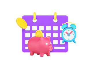 Wall Mural - Credit debit financial payment salary savings investment calendar reminder 3d icon realistic vector