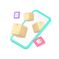 Poster - Online shopping order delivery service marketplace smartphone application 3d icon realistic vector