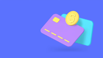 Poster - Banking card financial transaction send receive e money banner copy space 3d icon realistic vector