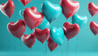 Flying heart shaped ballons background