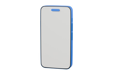 Poster - 3D Minimal blue mobile phone or smart phone with empty screen icon. Cartoon smartphone isolated on yellow pastel background. Phone device Mockup. 3d minimal cartoon design creative icon. 3D Rendering.