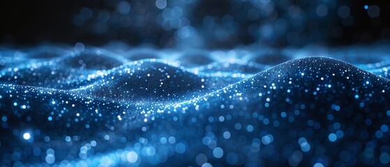 Poster - A blue background is surrounded by abstract connected dots. A technology concept is illustrated.
