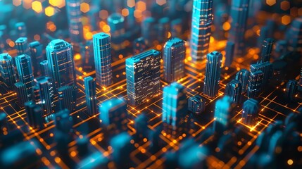 Poster - Smart cities and communication networks concept. Internet of Things (IoT). Information Communication Technology (ICT).