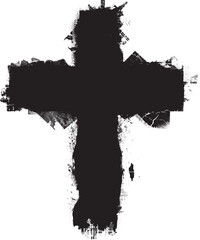 Poster - Textured Religion Cross . Christian cross . Vector