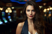 Luxurious Restaurant Casino Las Vegas Vip Night Generative AI Poker Slots Cards Roulette Players Gamers.