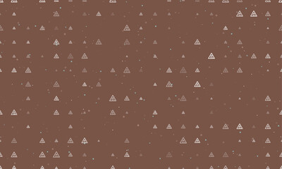 Poster - Seamless background pattern of evenly spaced white slippery road signs of different sizes and opacity. Vector illustration on brown background with stars