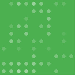 Poster - Abstract seamless geometric pattern. Mosaic background of white circles. Evenly spaced big shapes of different color. Vector illustration on green background