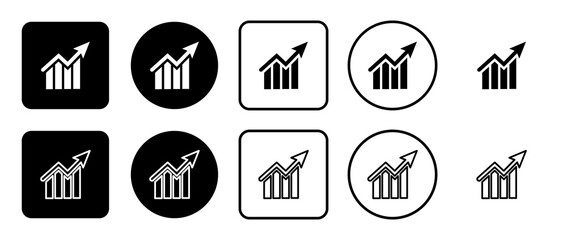 Poster - Icon set of chart up symbol. Filled, outline, black and white icons set, flat style.  Illustration on transparent background