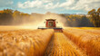 A combine harvester reaping a bountiful wheat field, efficiently harvesting crops and ushering in the season's yield.