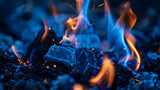 Fototapeta  - A blue flame that burns with a high temperature.