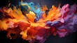 Dynamic collision of liquid colors creates a spectacular burst of energy, painting the air with vivid abstract patterns. HD camera captures the intense moment with unparalleled precision