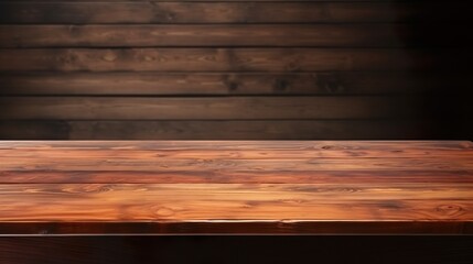 Wall Mural - High-quality photo of an empty wooden table with a wooden wall in the background. Perfect for use as a background for product photography, mockups, and more.