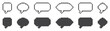 Set of empty speech bubble pixel icons. Dialogue bubbles or chat speech, different shape pixel speech bubble. 8-bit. Vector.