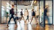 © Marco - people walking in a coworking sweeping effect in high resolution and high quality. office concept, employees, bosses, suits, meetings