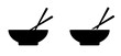 © MarkRademaker - Cartoon bowl and eating chopsticks or Chinese chopsticks. In Chinese, chopsticks means kuizi. Food, sushi, noodles. Thai, Japanese or Asian cuisine. Restaurant tools. Kitchenware icon.