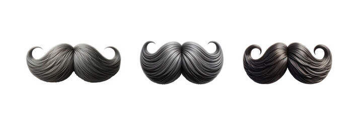 Wall Mural - Set of Gray hair moustache, illustration, isolated over on transparent white background