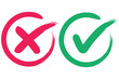 © Weera - right and wrong icon with green and red, correct and incorrect symbol to guarantee the idea, agreement sign to confirm the right answer