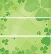 green horizontal banners with clover leaves. Templates for saint Patrick's day. Vector backgrounds