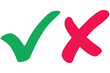 © Vii - right and wrong icon with green and red, correct and incorrect symbol to guarantee the idea, agreement sign to confirm the right answer
