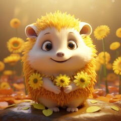 Sticker - hedgehog with flower