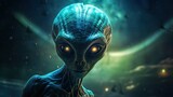 Alien Staring With Glowing Eyes