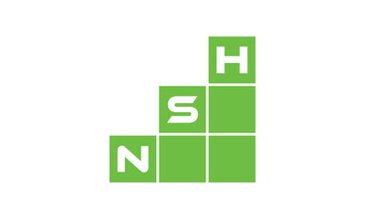 NSH initial letter financial logo design vector template. economics, growth, meter, range,  profit, loan, graph, finance, benefits, economic, increase, arrow up, grade, grew up, topper, company, scale