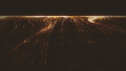 Poster - Gold Streaming Lines Background/ Animation of an abstract background of flowing and streaming light strings with depth of field