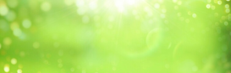 Wall Mural - spring background - abstract green banner, with bokeh light