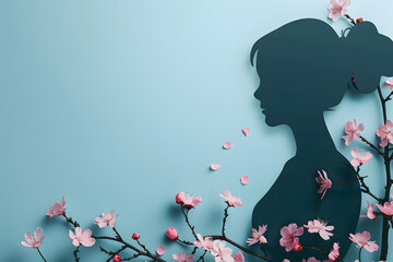 Wall Mural - silhouette of a girl with flowers