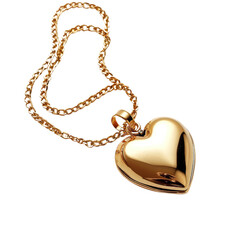 Polished Gold Heart Pendant on Chain PNG, Transparent Image without background, Concept of love tokens, elegant accessories, and meaningful jewelry