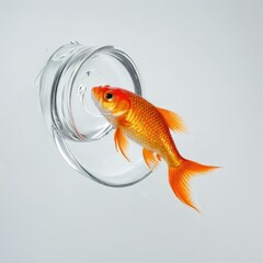 goldfish in a glass on white
