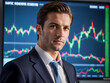 © wannasak - Portrait of handsome businessman looking at camera against stocks and shares background