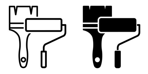 Aufkleber - ofvs549 OutlineFilledVectorSign ofvs - paint brush - paint roller vector icon . isolated transparent . black outline and filled version . AI 10 / EPS 10 / PNG . g11892