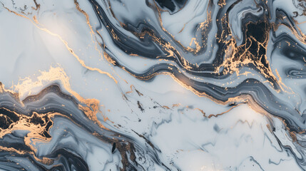 Wall Mural - Elegant abstract design with golden swirls flowing through a marble textured background, representing luxury and fluidity, Generative AI