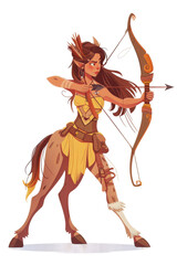 a friendly female centaur ranger isolated on a transparent background, generative ai