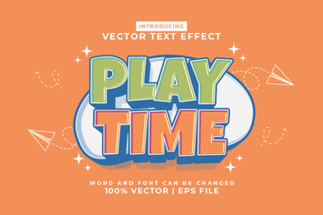 Poster - Editable text effect Play Time 3d Cartoon template style premium vector