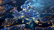 Europe: Showcasing encrypted data flows and GDPR compliance in cybersecurity, Created using generative AI