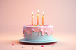 Birthday cake with lit candles. A delightful birthday cake adorned with colorful sprinkles and five lit candles, perfect for celebrations, greeting cards, or advertisements.