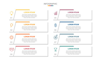 Wall Mural - infographic elements template, business concept with 8 steps, workflow layout, circles, diagram, rep