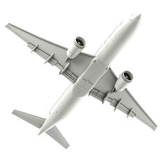  Typical airplane flying on white or transparent background