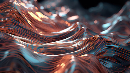 Poster - Scientific abstraction with futuristic textured tissue waves. Tech background with close-up wave bio texture.