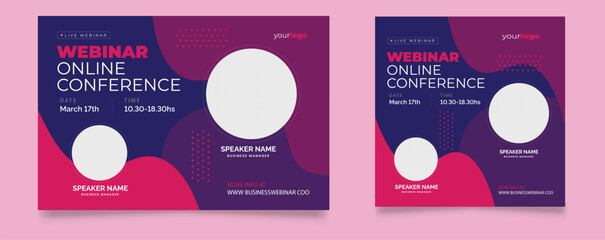 Business Conference live webinar banner invitation social media post template. Business webinar invitation design	