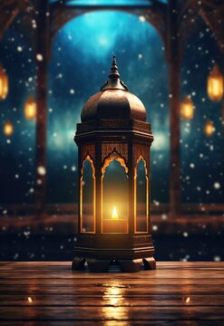realistic mosque and lantern background
