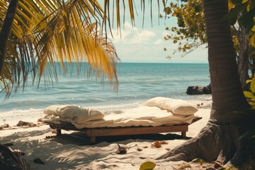 Wall Mural - tropical beach bed in calming sunlight